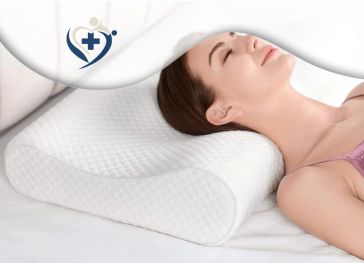 Almofada cervical viscoelástica com fibras de carbono.