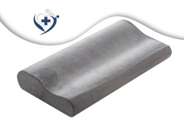 Almofada cervical viscoelástica com fibras de carbono.
