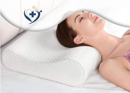 Almofada cervical viscoelástica com fibras de carbono.